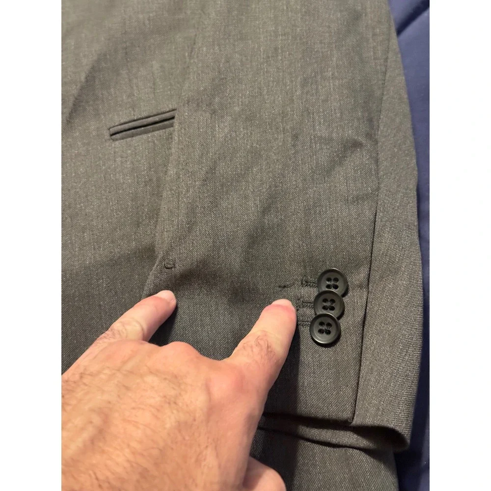 Banana Republic Mens 42R Grey Tailored Fit Italian Wool Blazer Cerruti Fabric